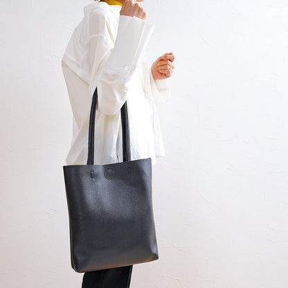 Eco leather vertical tote bag