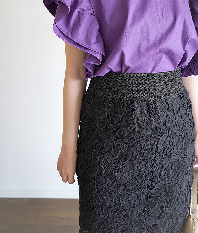 【SALE】Black Lace tight skirt