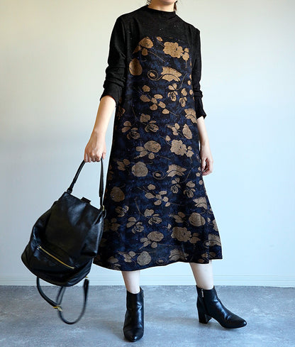 Lame and flower high neck dress