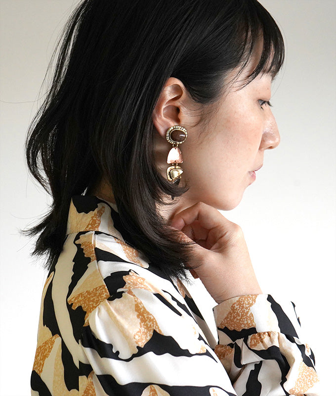 Brown marble earring