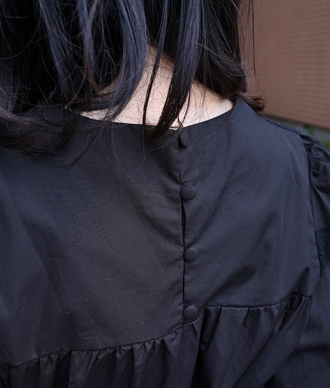 Lace tape design black dress