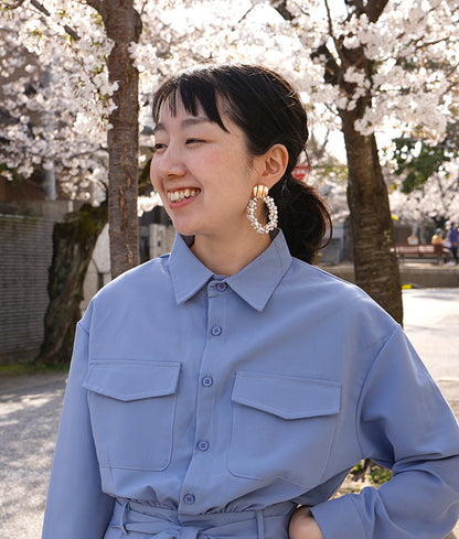 Circle pearl ear clips