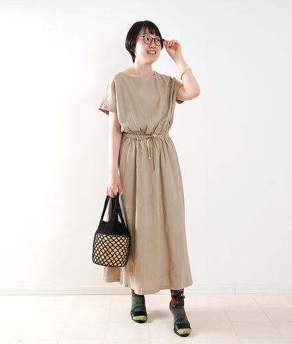 【SALE】Natural linen rayon dress