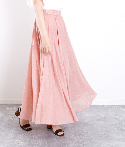 Circular silhouette heather color long skirt