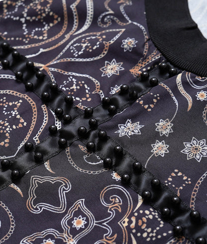 Oriental pattern beads design blouse