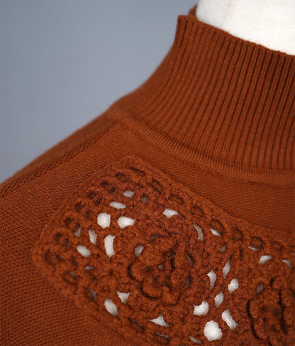 Glittering studs and crochet dolman knit