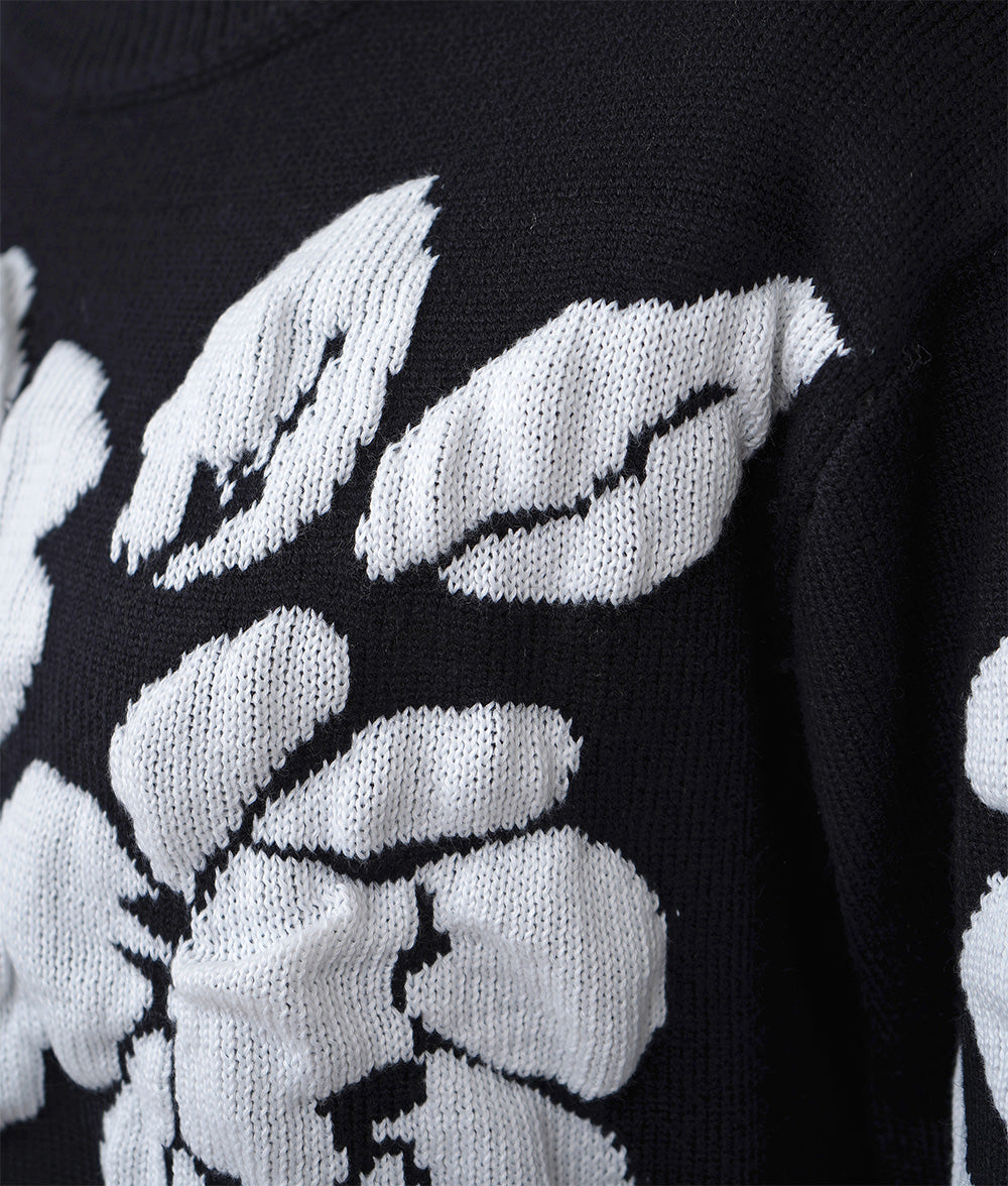 Plump flower motif knit