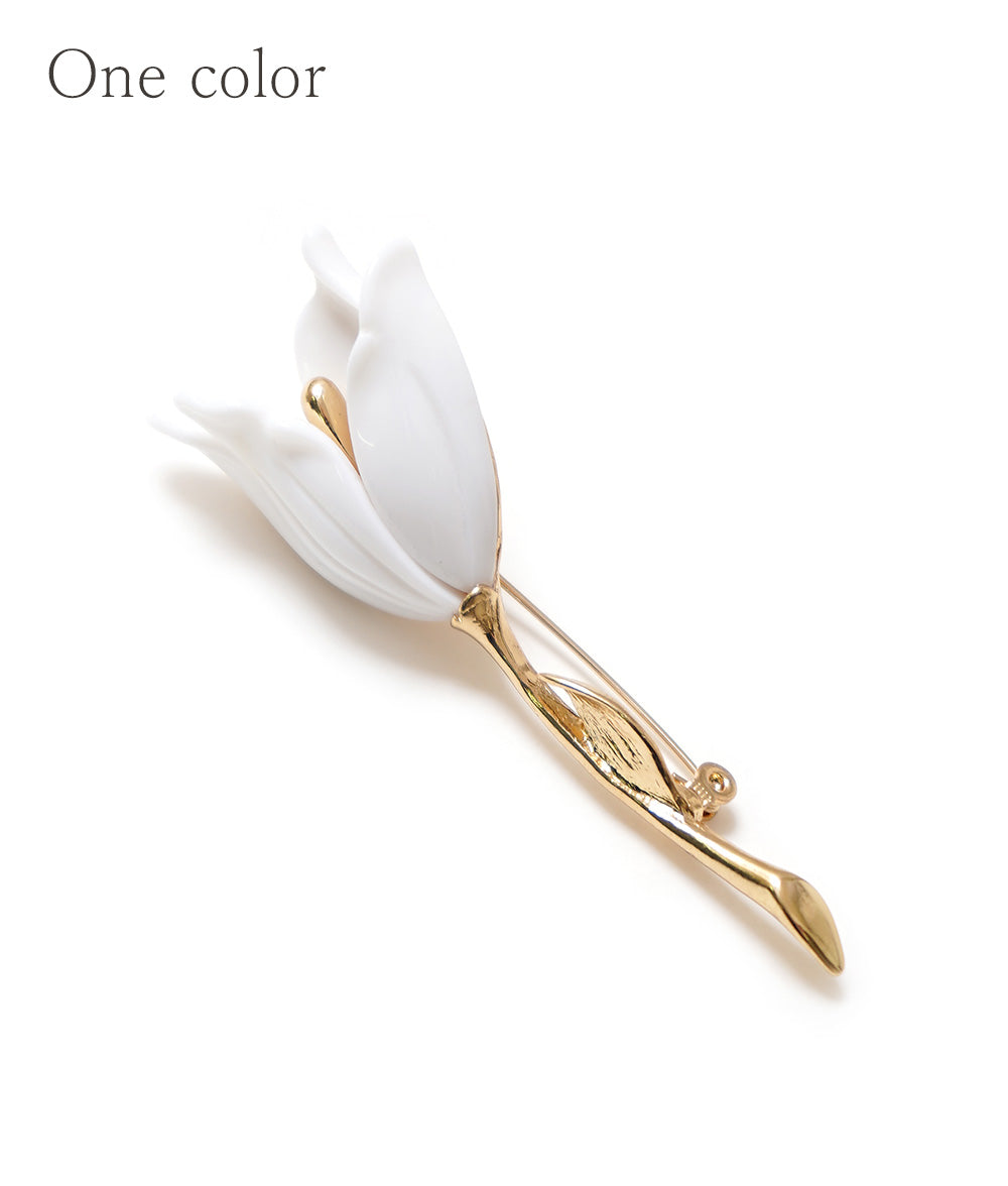 Dignified white tulip brooch