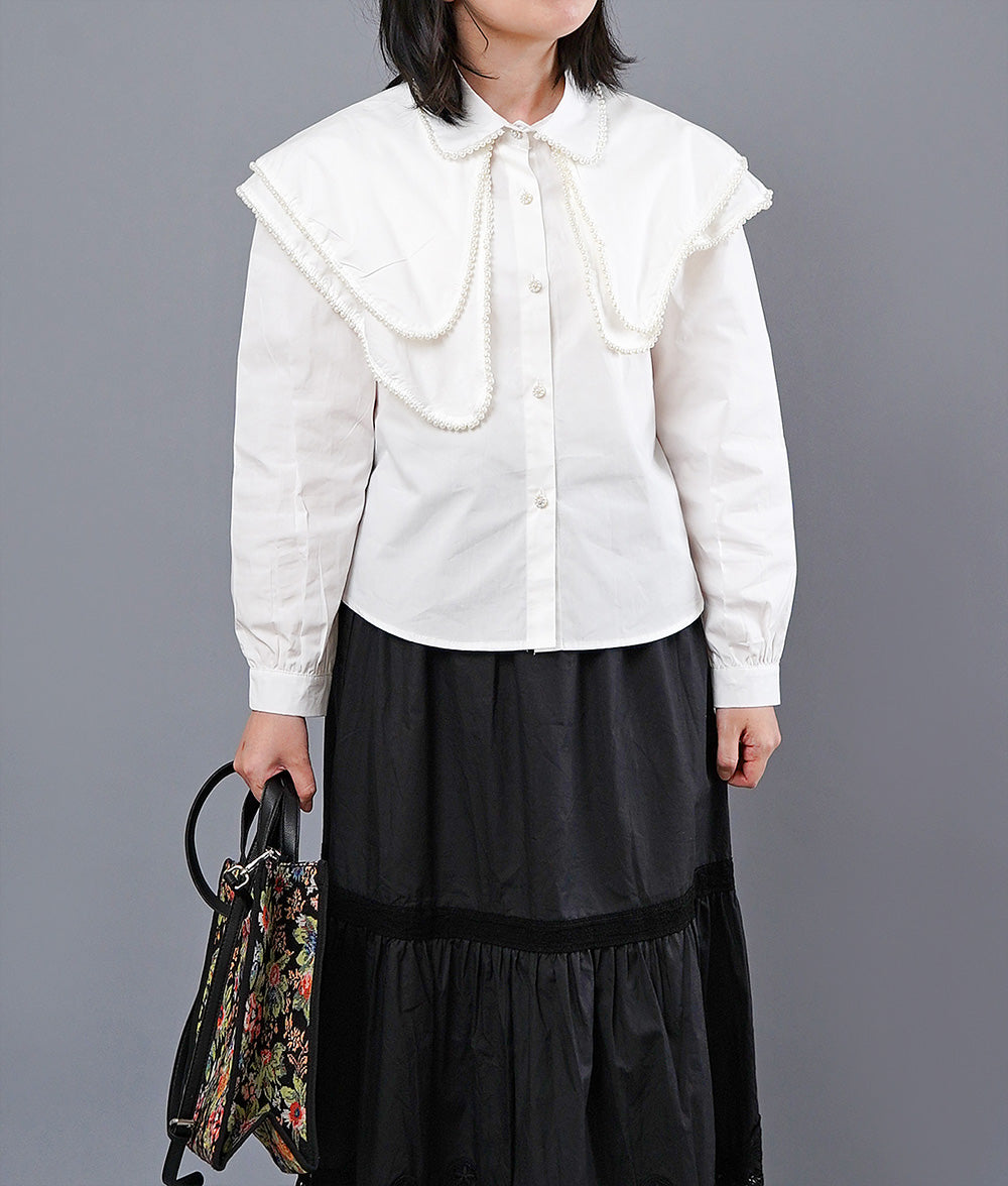 【SALE】White blouse with decorative collar