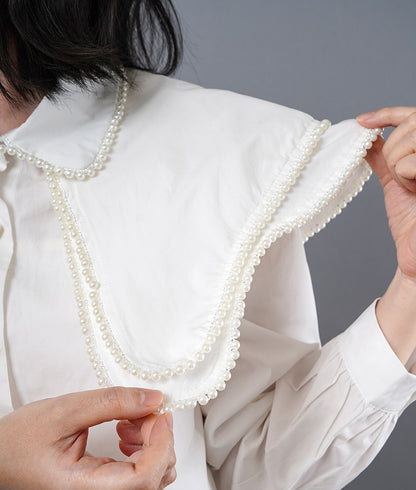 【SALE】White blouse with decorative collar