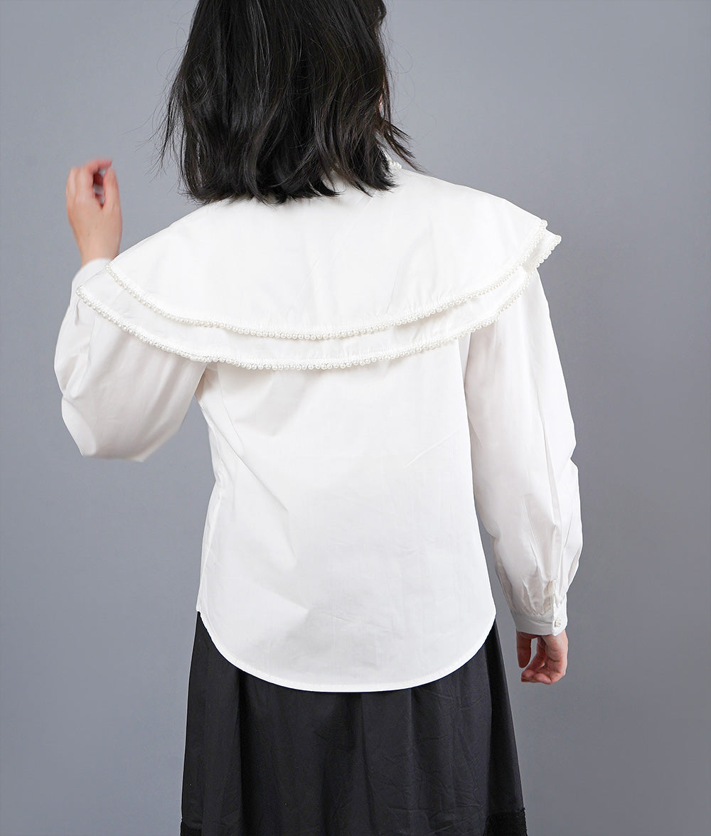 【SALE】White blouse with decorative collar