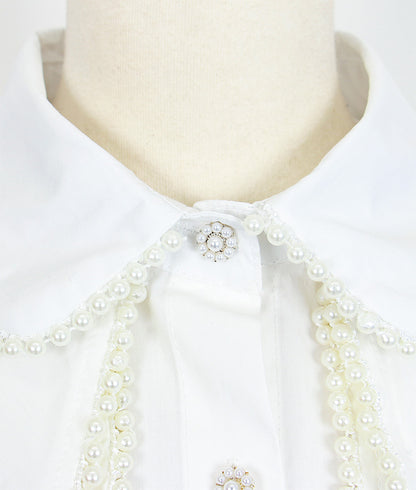 【SALE】White blouse with decorative collar