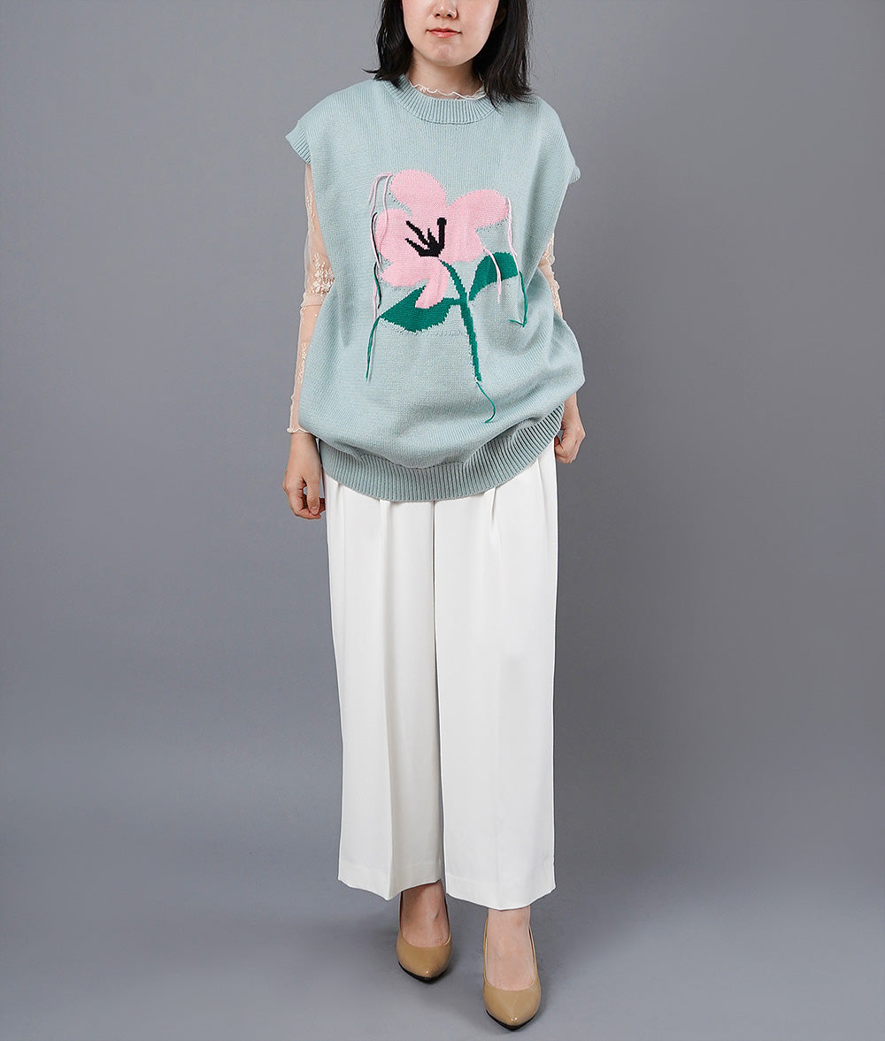 【SALE】Retro flower knit vest