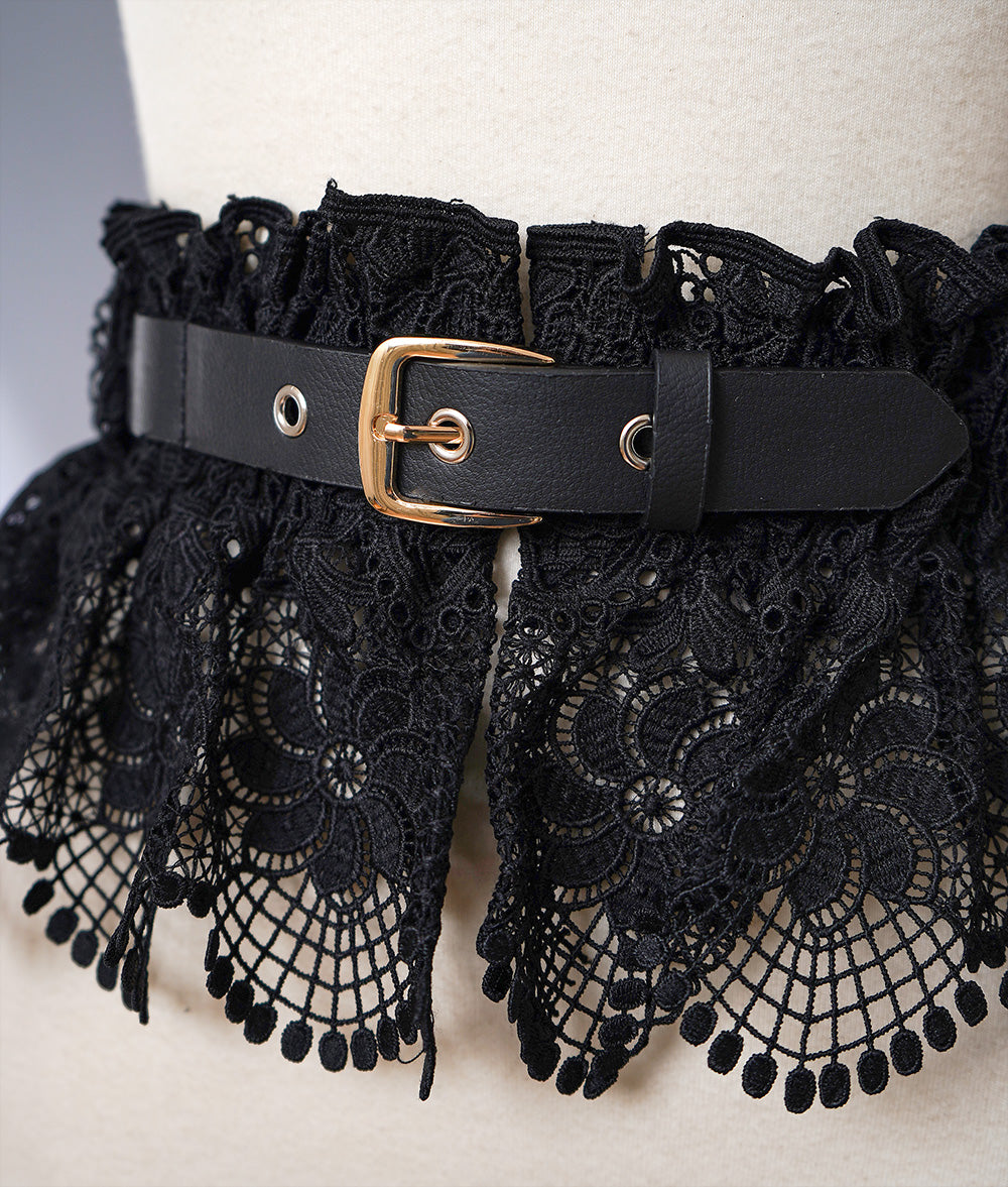 Full lace and leather buckle corset belt