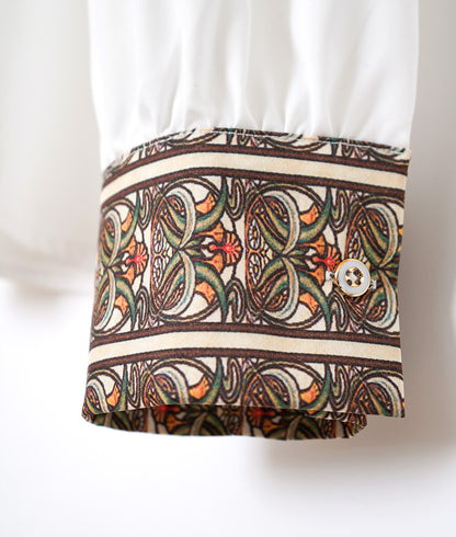 Art nouveau pattern and floral embroidery blouse