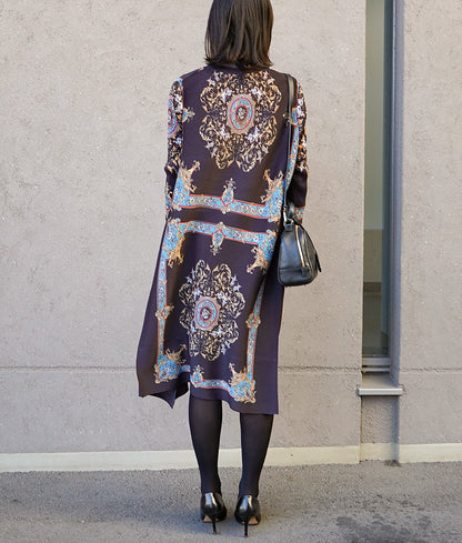 Bouncy pleated scarf pattern dress