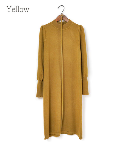 Point sleeve knit dress with belt