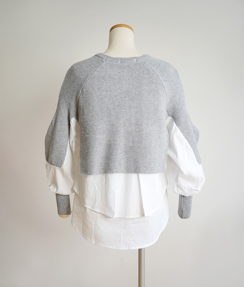 Puff sleeve shirt docking knit