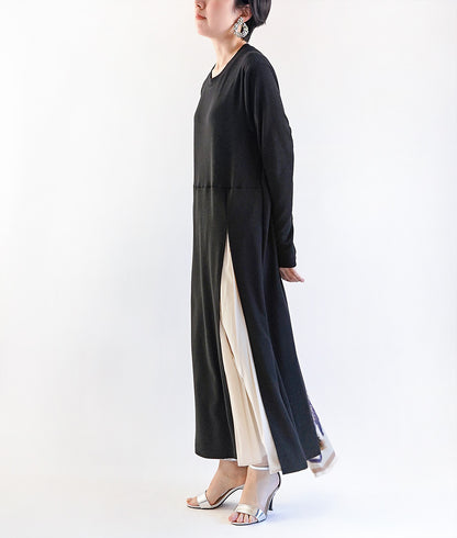 【SALE】Pleated switching long dress