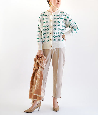 Clover jacquard knitted cardigan