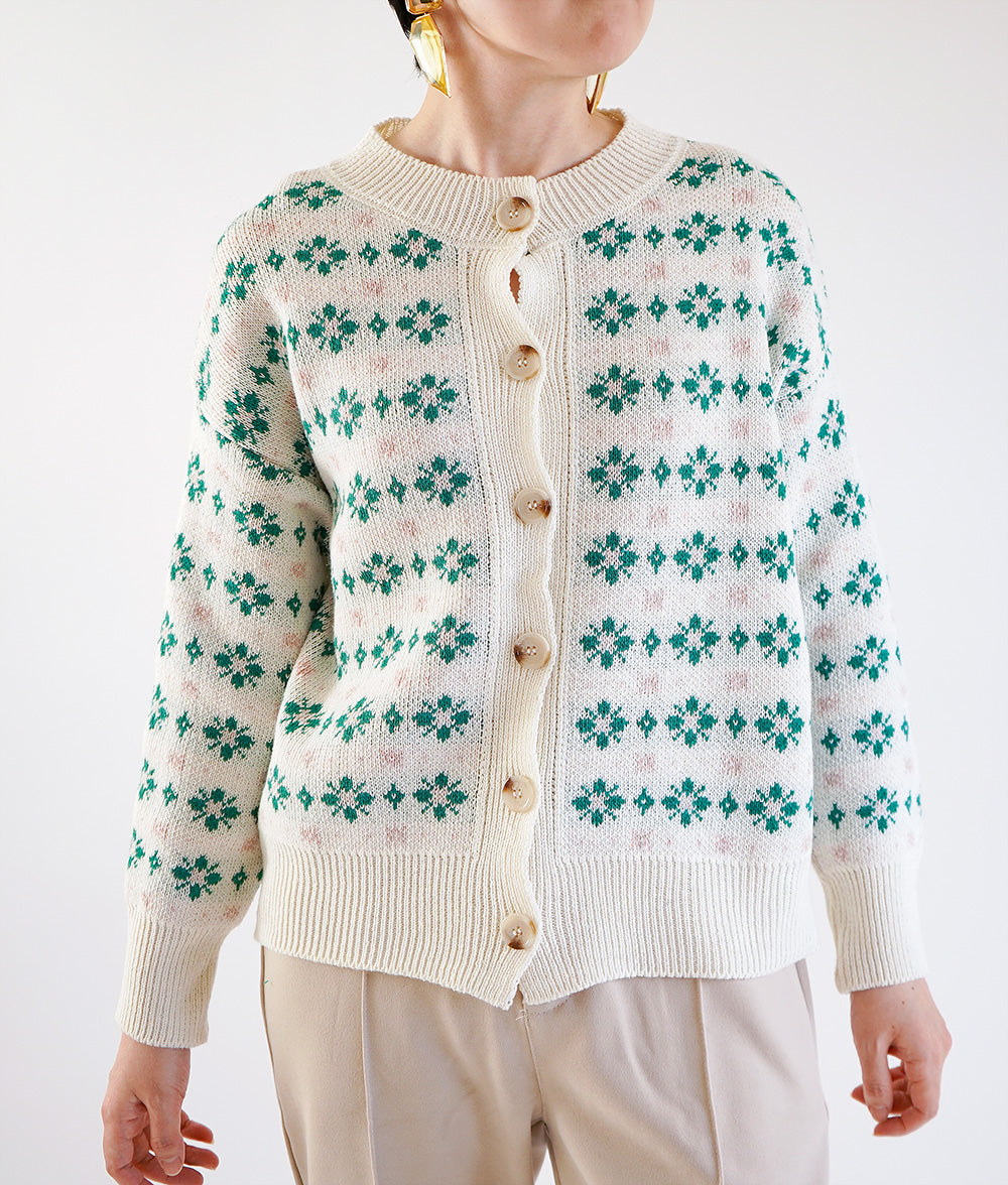 Clover jacquard knitted cardigan