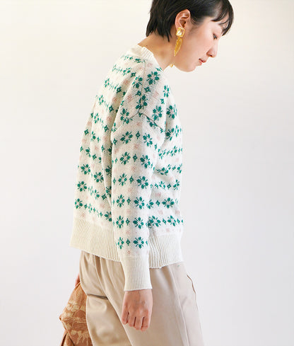 Clover jacquard knitted cardigan
