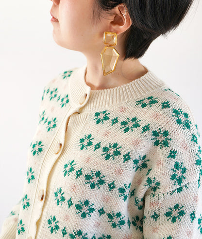 Clover jacquard knitted cardigan