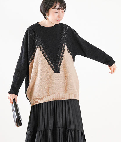Lace and sweet bicolor knit