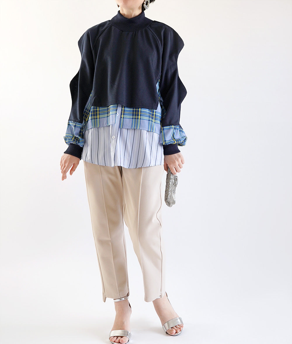 Layered cut and sew with wavy sleeves