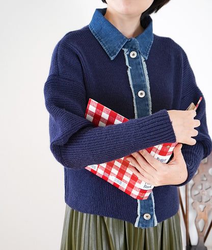 Denim & Pointy sleeve knit