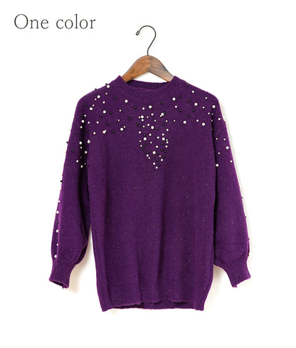 【SALE】Sparkling knit of pearl and lame