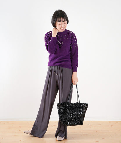 【SALE】Sparkling knit of pearl and lame