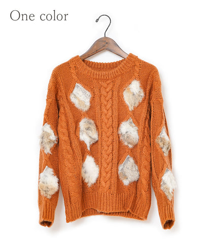 Rabbit fur and aran knit