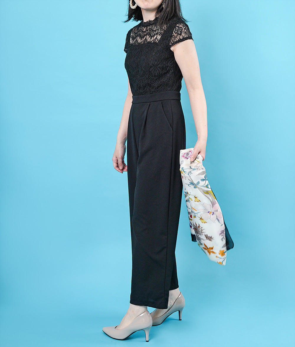 【SALE】Elegant ornate lace pants dress