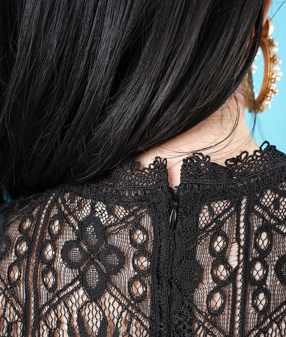 【SALE】Elegant ornate lace pants dress