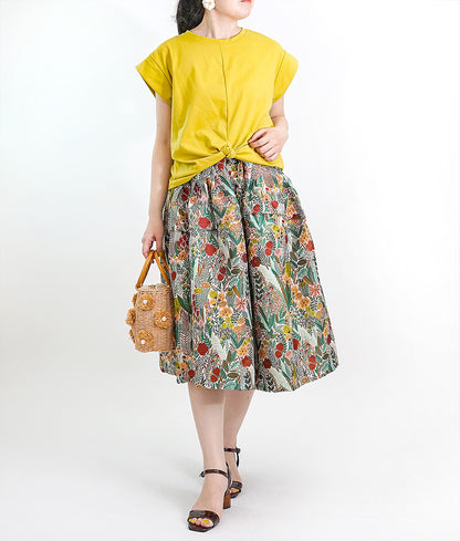 Soft volume floral jacquard skirt