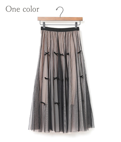 Romantic elegant color ribbon tulle skirt