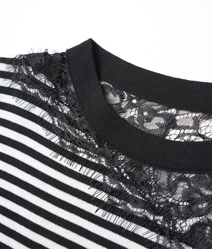 Lace short sleeve knit for an accent