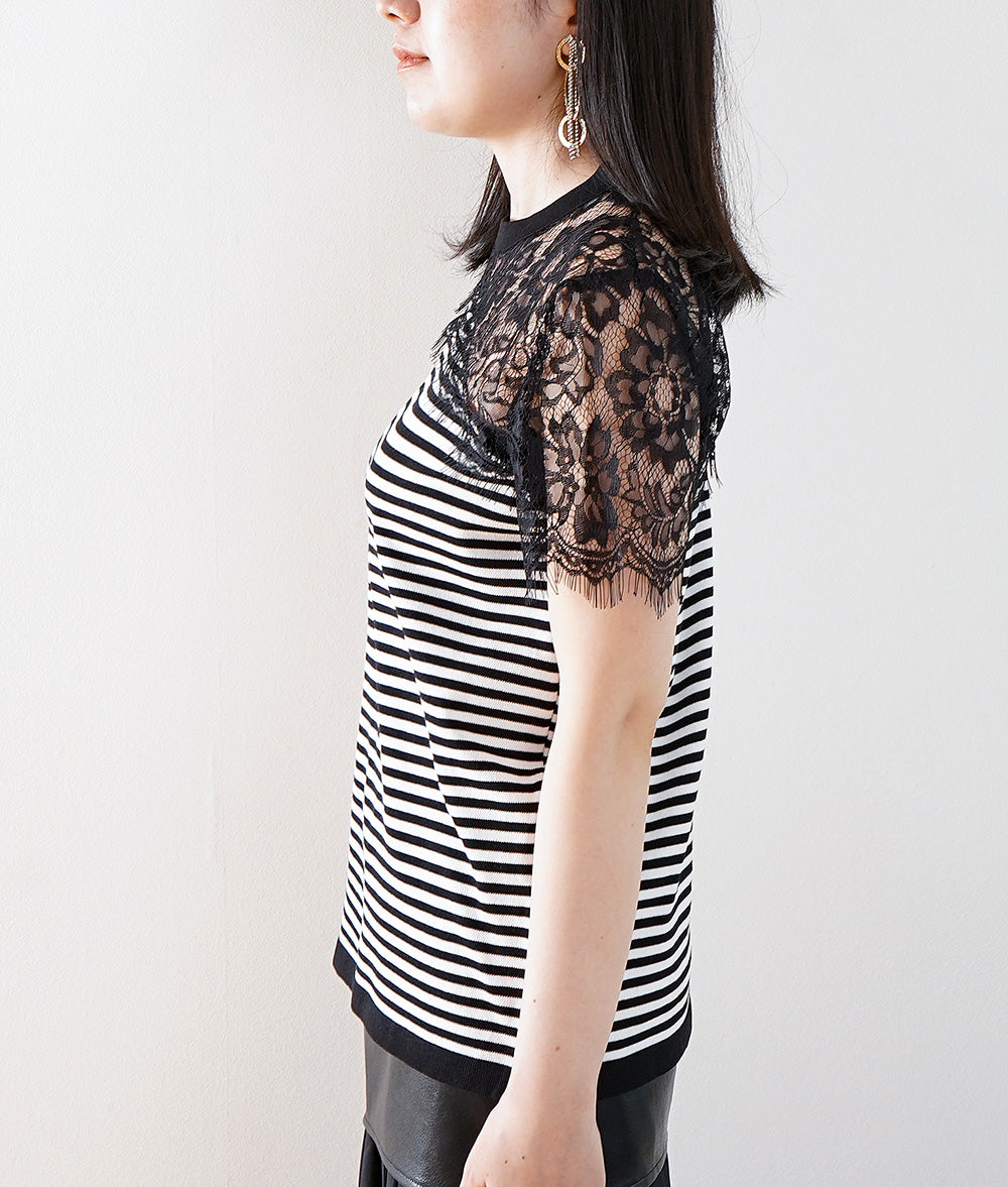 Lace short sleeve knit for an accent