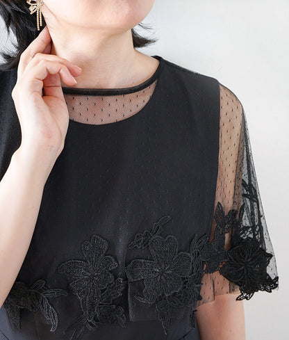 Dot flower embroidery lace cape