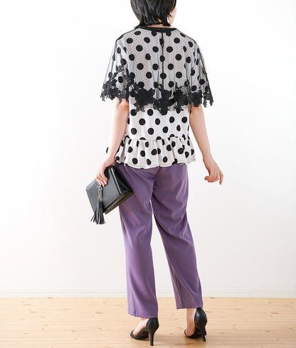 【SALE】Dot frill top that shines compactly