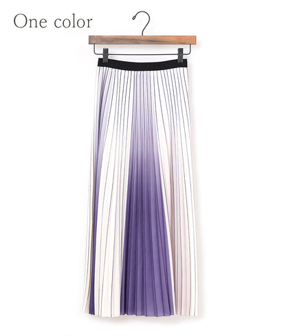 【SALE】Glossy purple graded pleated skirt