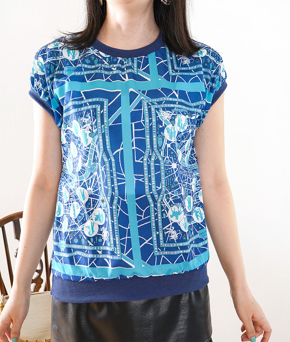 Casual personality Upside down map pattern tops
