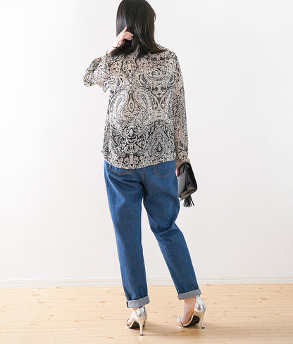 New lace paisley sheer blouse