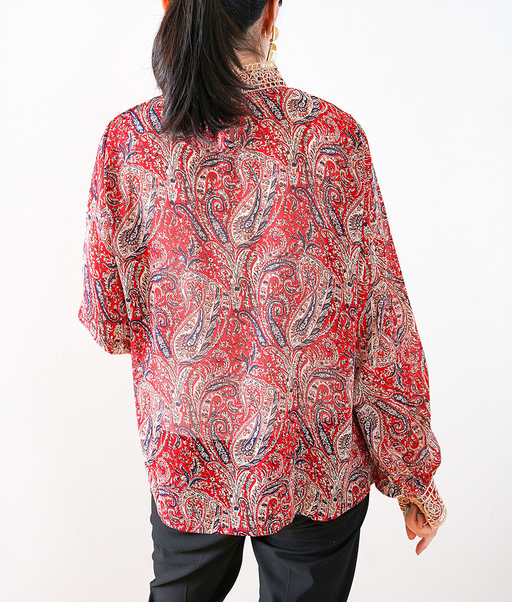 New lace paisley sheer blouse