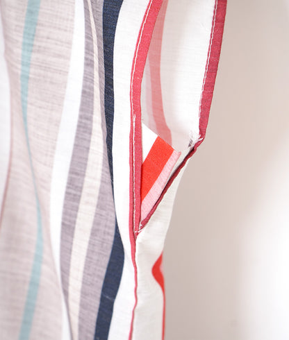 Relaxed skipper shirt with multi-border and stripes