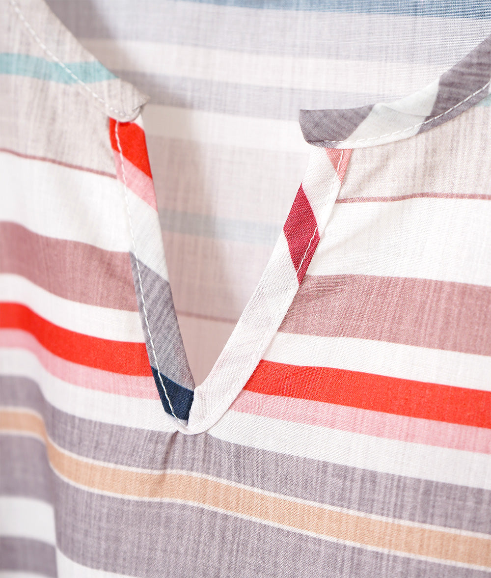 Relaxed skipper shirt with multi-border and stripes