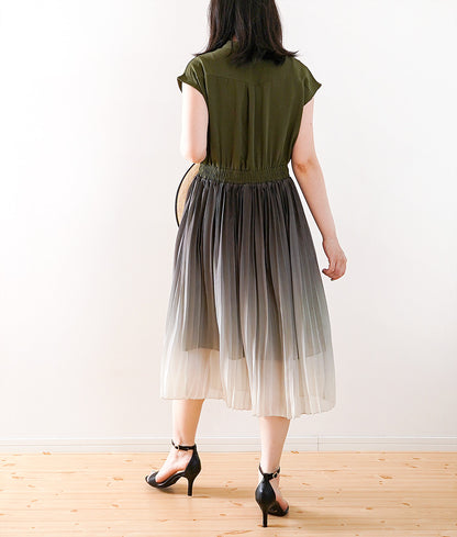 Elegant and delicate pleated gradation dress