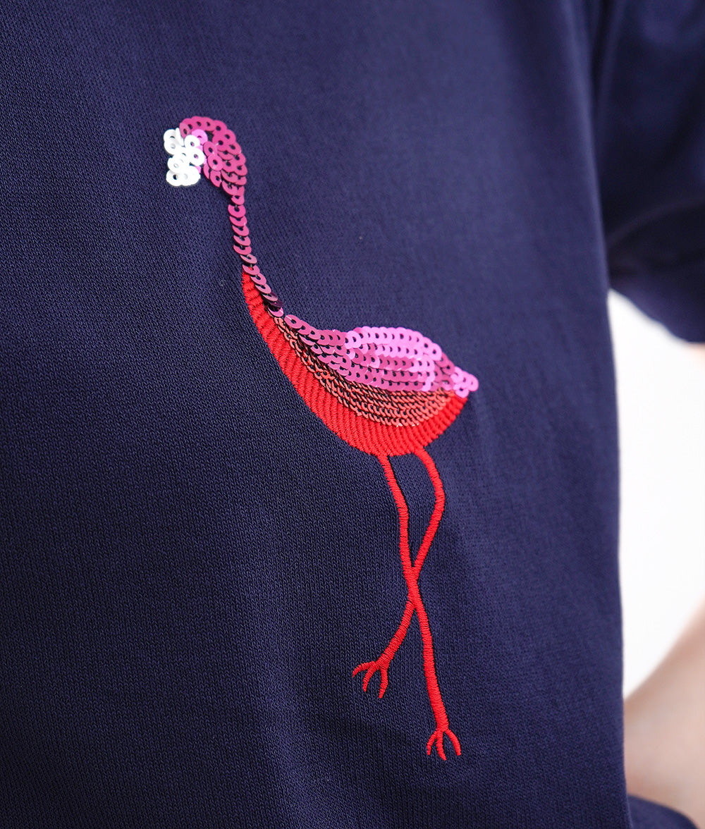 【SALE】Shining healing flamingo knit
