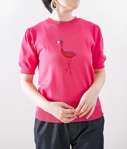 【SALE】Shining healing flamingo knit